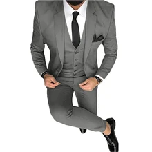 Men Suits Slim Fit Casual 3 Pieces Business Groomsmen Lapel Tuxedos For Wedding Formal Occasion(Jacket+Pants+Vest)