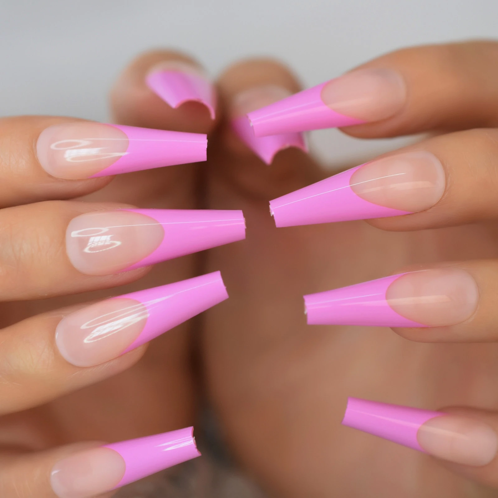 Uñas postizas acrílicas con diseño de manicura, Uñas postizas de color  rosa, bailarina, fucsia, con puntas Extra largas de cobertura completa|Uñas  postizas| - AliExpress