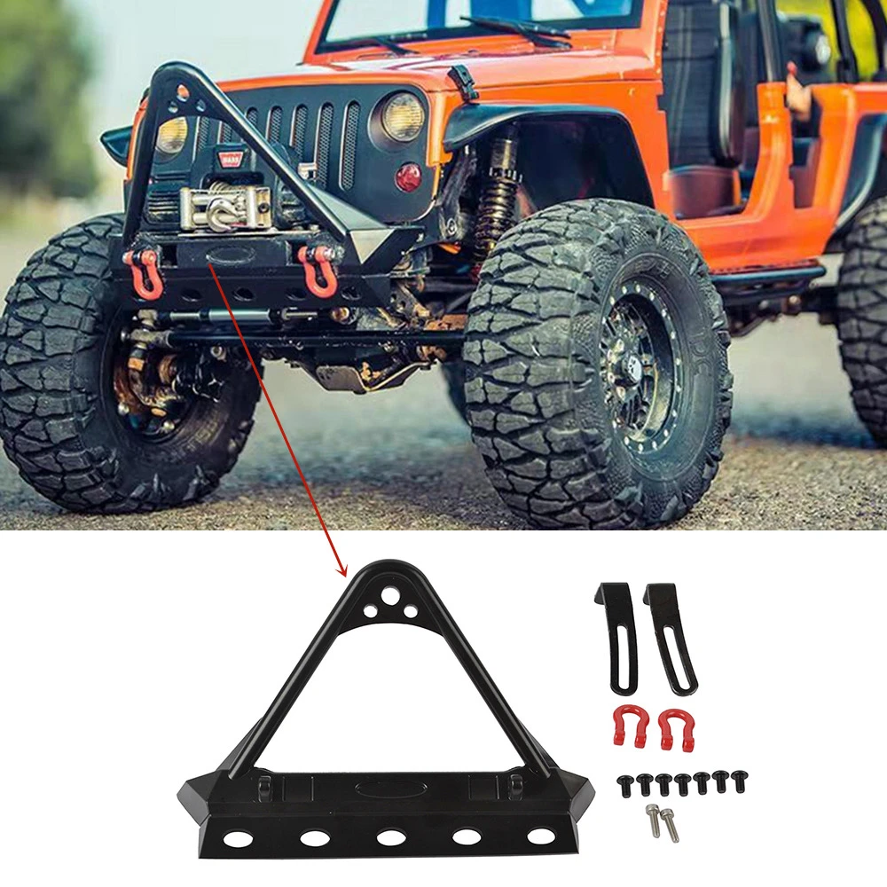 Black RC Car Metal Front Bumper Spare Parts for HPI//TRX-4//SCX10//SCX10 II RC Car Crawler Car Bumper