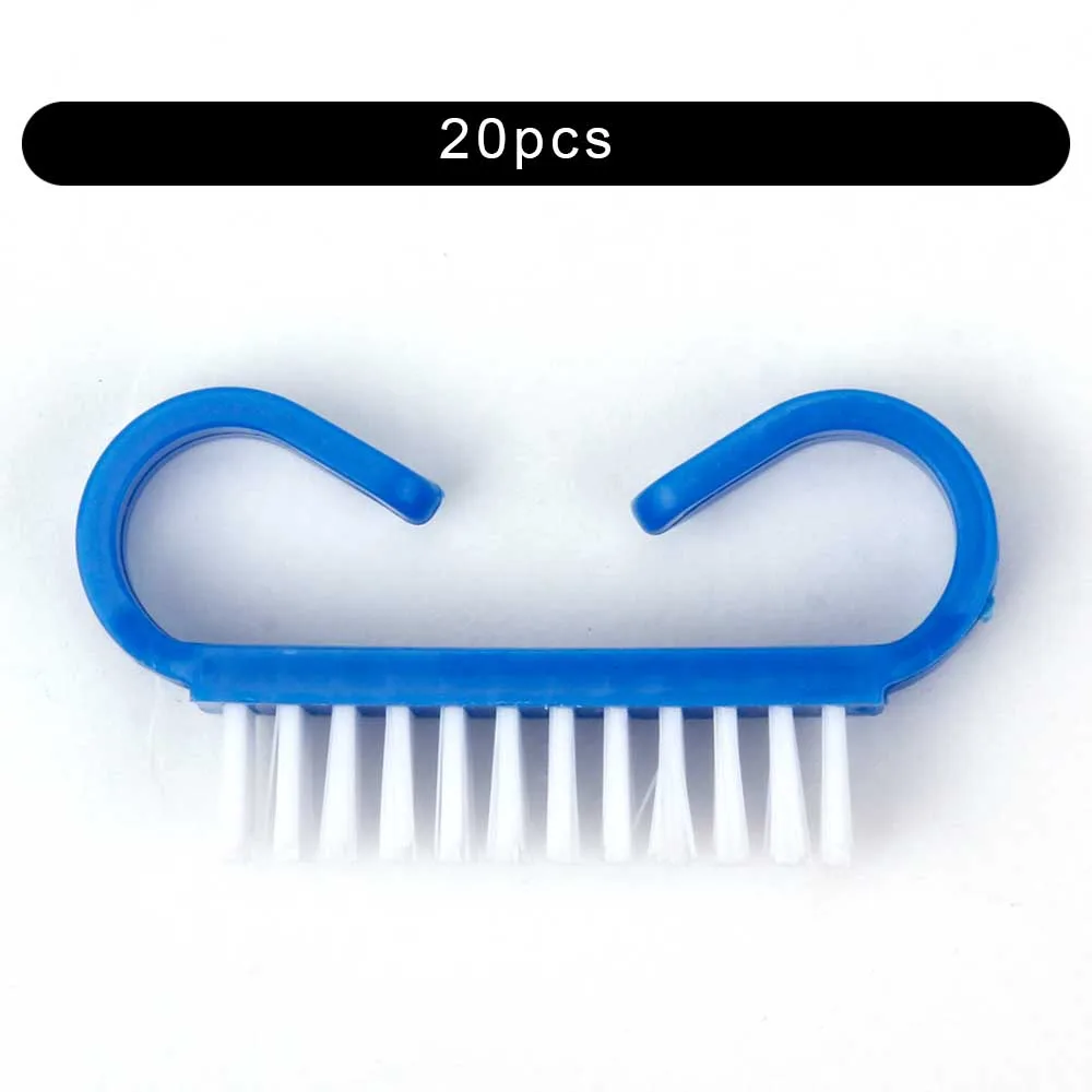 20pcs Solid Blue Чистящая щетка для ногтей маникюр педикюр инструменты Ручка гель удаление для очистки от пыли уход пластик косметика для ногтей кисти для женщин - Цвет: 20pcs Solid Blue