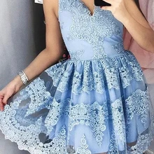 " элегантное платье для выпускного вечера А-силуэт/принцесса v-образный вырез без рукавов Короткие/Мини кружевные вечерние платья"