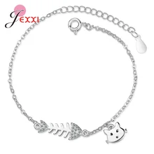 Высокое качество, ювелирные изделия для свадебной вечеринки, браслеты для женщин, девушек, животных, кошек, рыб, 925 пробы, серебряный браслет, браслет для подружки невесты