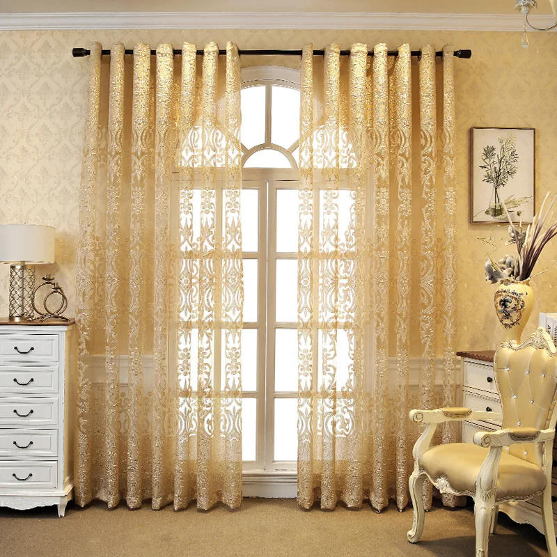 European Luxury Embroidered Hollow Curtain for Living Room Elgent Fabric for Bedroom French Windows Full Top thermal curtains