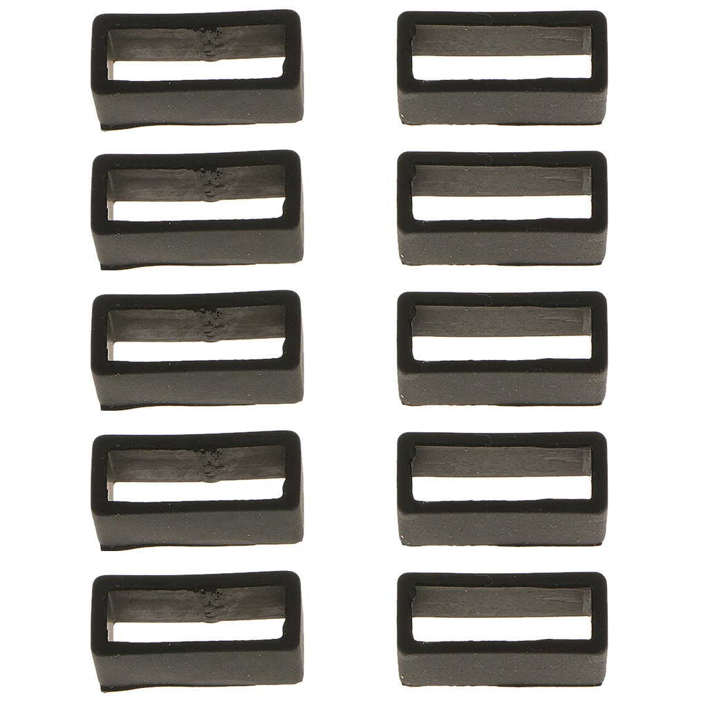 10Pcs Black Rubber Replacement Keeper Loops Watch Band Strap End Holder 20mm