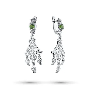 

Earrings from silver with chrome diopside жд06с091810х