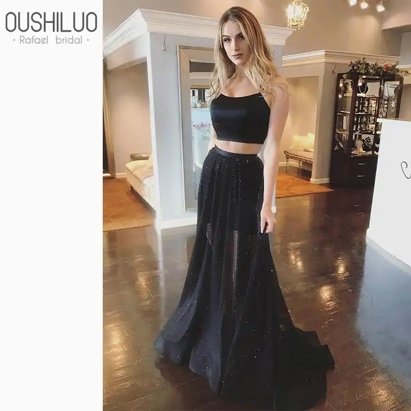 black sheer prom dress