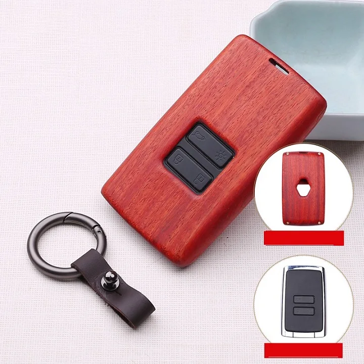 Red sandalwood ebony Key Holder Cover Case Shell For Renault Fluence Duster Megane Kadjar Clio Accessories - Название цвета: Red sandalwood