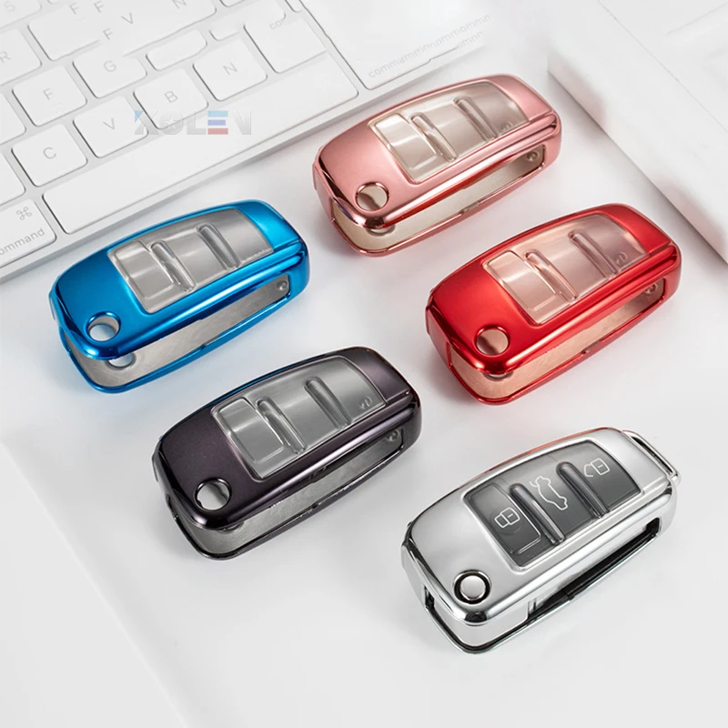 Custodia protettiva morbida in Tpu per Auto per Audi A1 A3 A4 A5 A6 A7 A8 C5 C6 Q3 Q7 S3 TT Car Styling Auto portachiavi Shell - H4b39574fbd1a425b903fead1b688cf27T
