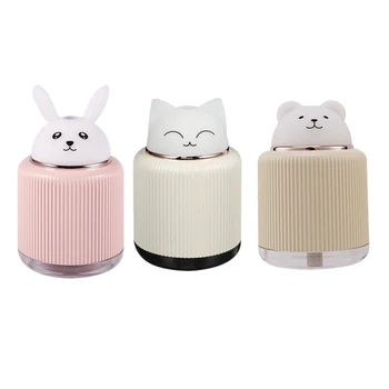 

Mini Air Diffuser Cut Pet Humidifier Portable Aroma Essential Oil Diffuser 300ML Car Air Freshener Fogger with Warm Night Lights