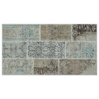 

Handmade Beige Vintage Overdyed Patchwork Area Rug 080 X150 Cm-2'7''X4'11''