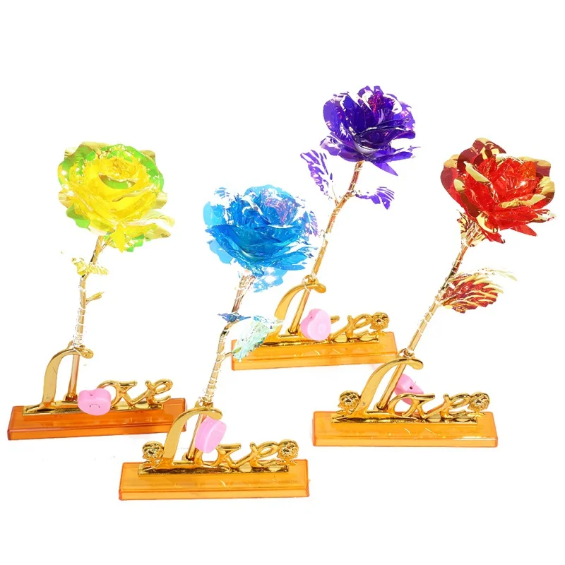 Dropshipping Valentine's Day Gift Colorful Rose With Light Line For Girl Friend Household Decoration Craft