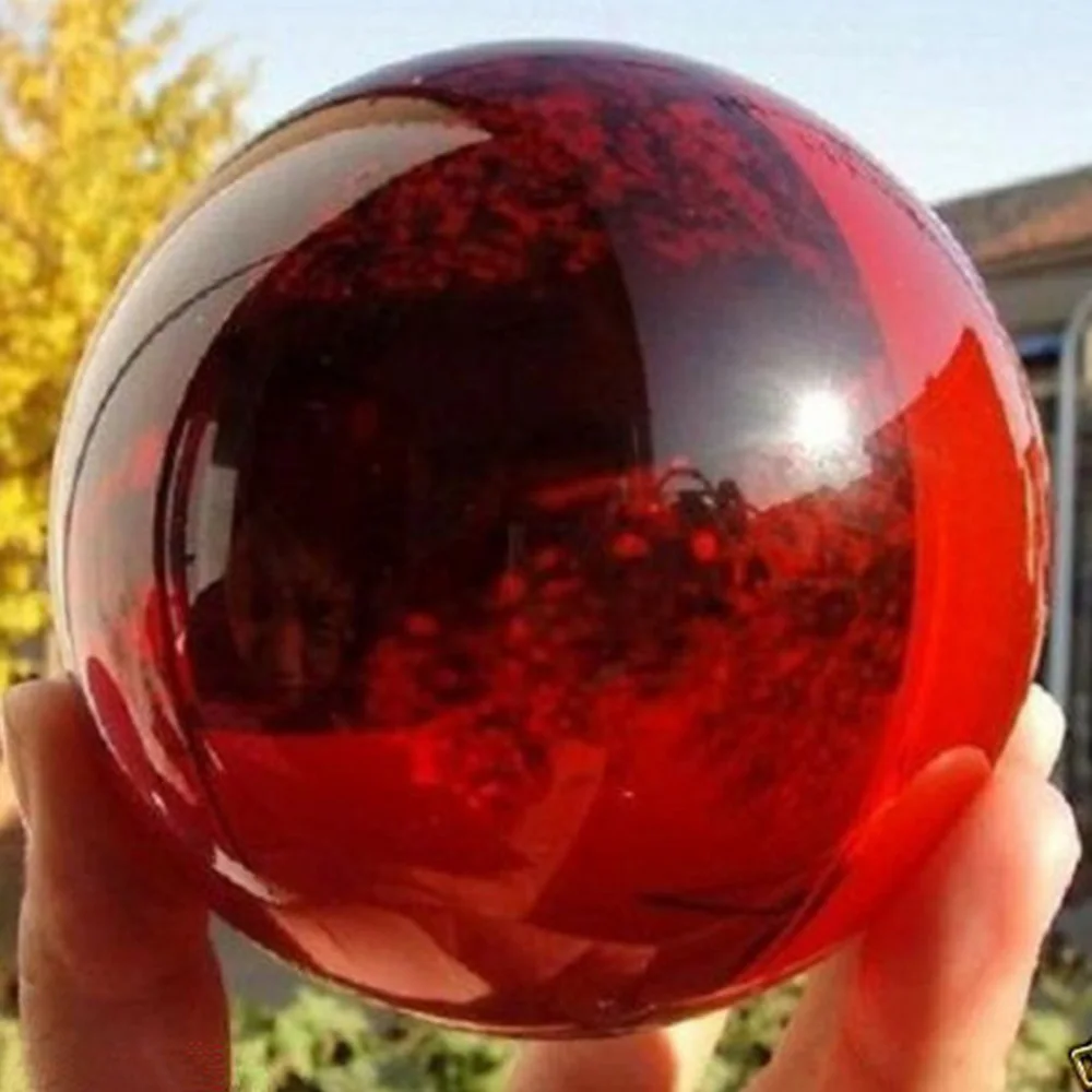 60mm Stand Asian Rare Natural Quartz red Magic Crystal Healing Ball Sphere 