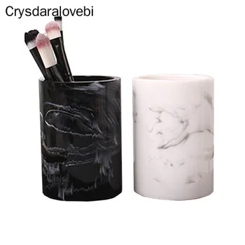

Marbled Storage Box Pen Holder Makeup Brush Organizer Resin Luxury Jewelry Cosmetic Sundries Box for Decor