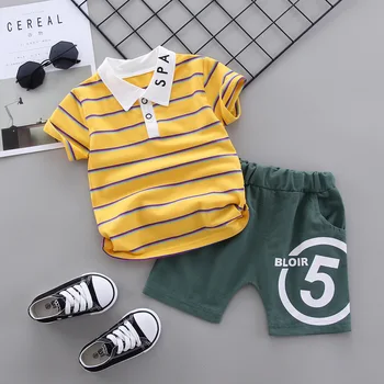 

Baby Summer Clothes Boys Set Striped T-shirt + NO,5 Shorts 2020 New Children Clothing Short Sleeve Suit Toddler Outfit Bottler