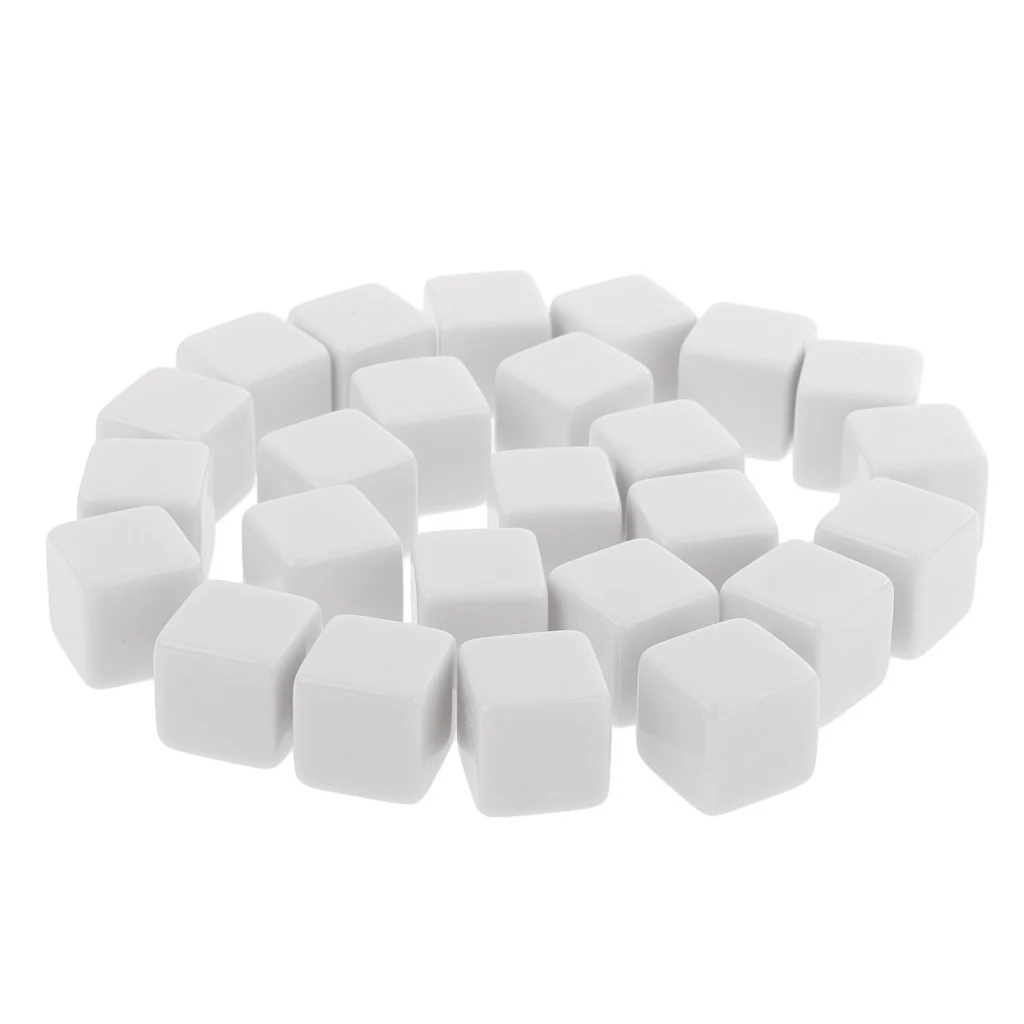 Set/25pcs Blank Dice D6 16mm/0.62'' D&D RPG Boardgame Playing Game Accessory