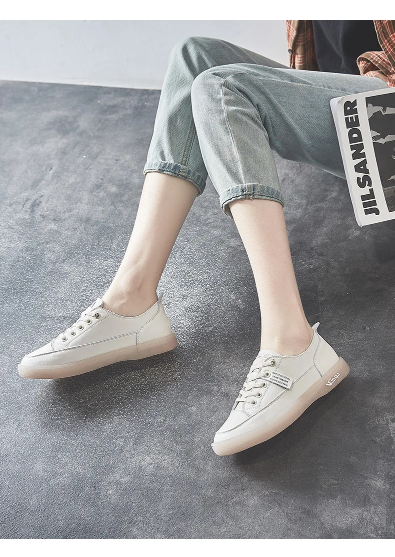 New Leather White Shoes Women's Classic Summer Women's Sneakers Fashion Loafers Soft and Comfortable Women's Sneakers