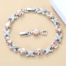 Новое поступление Шампанский кубик циркония 925 пробы серебряные женские ювелирные изделия Длина браслета 21,5 см