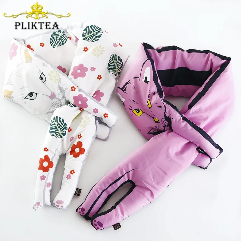 

PLIKTEA Kawaii Animal Children's Scarf Winter Thick Down Cotton Ring Neck Scarf for Women Korean Cute 2019 Boy Girls Scarves