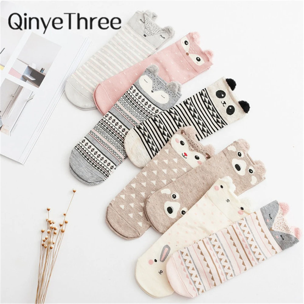 Г. Милые носки с маленькими ушками, с рисунками животных забавные носки в стиле Харадзюку, с милыми кроликами, пандой, лисой модные стильные носки, Лидер продаж