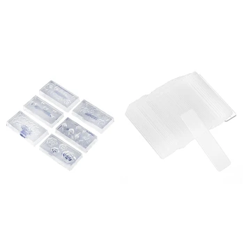 

6 Pcs Fashion Durable 3D Silica Gel Mold & 50 Pcs False Nails Tips Display Holder Strip