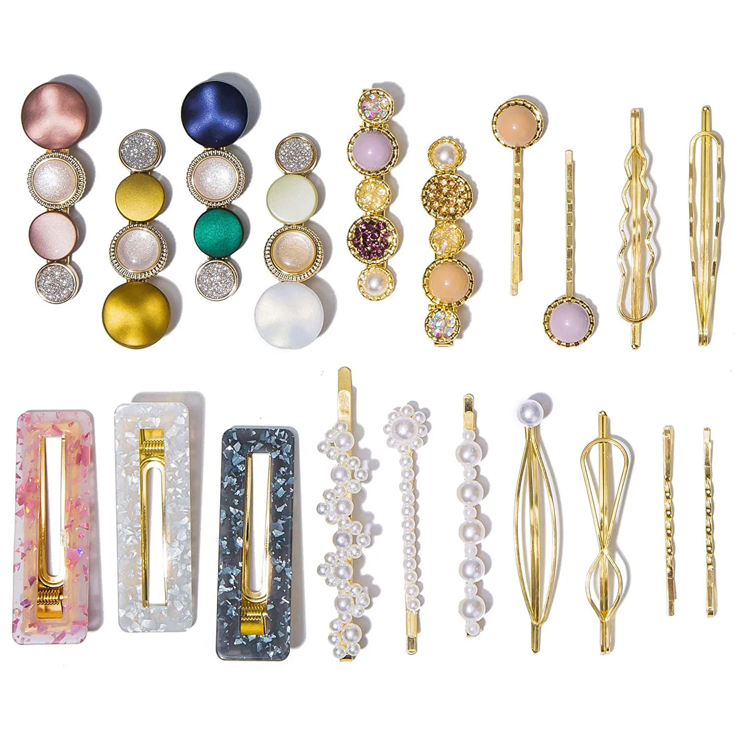 

20 Pcs Macaron Hair Clips for Women-Acrylic Pearl Hair Clip Handmade Pearl Hair Pins Gifts for Women Fashion Hair Accessories