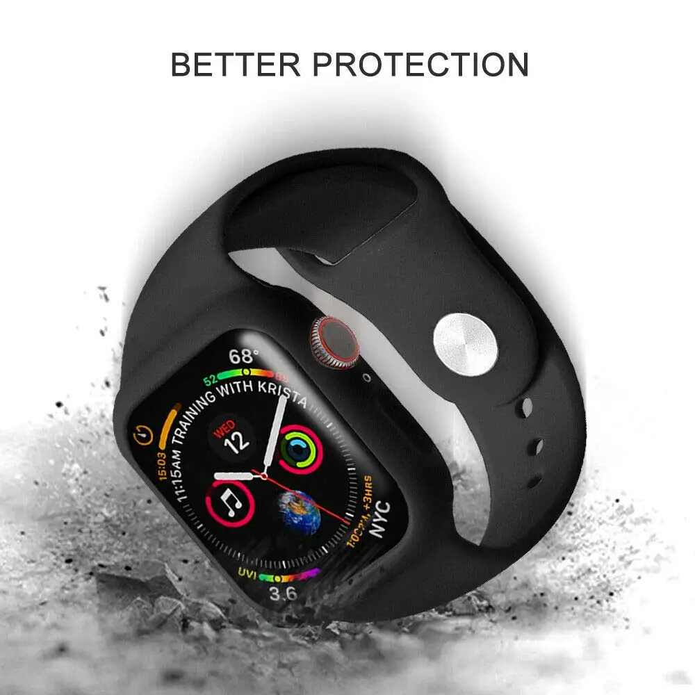 Силиконовый браслет ремешок и ударопрочный чехол для apple watch 4 44/40 мм наручных ремешка защитный бампер для наручных часов iwatch серии, версия 1, 2, 3, ремешок 42/38 мм