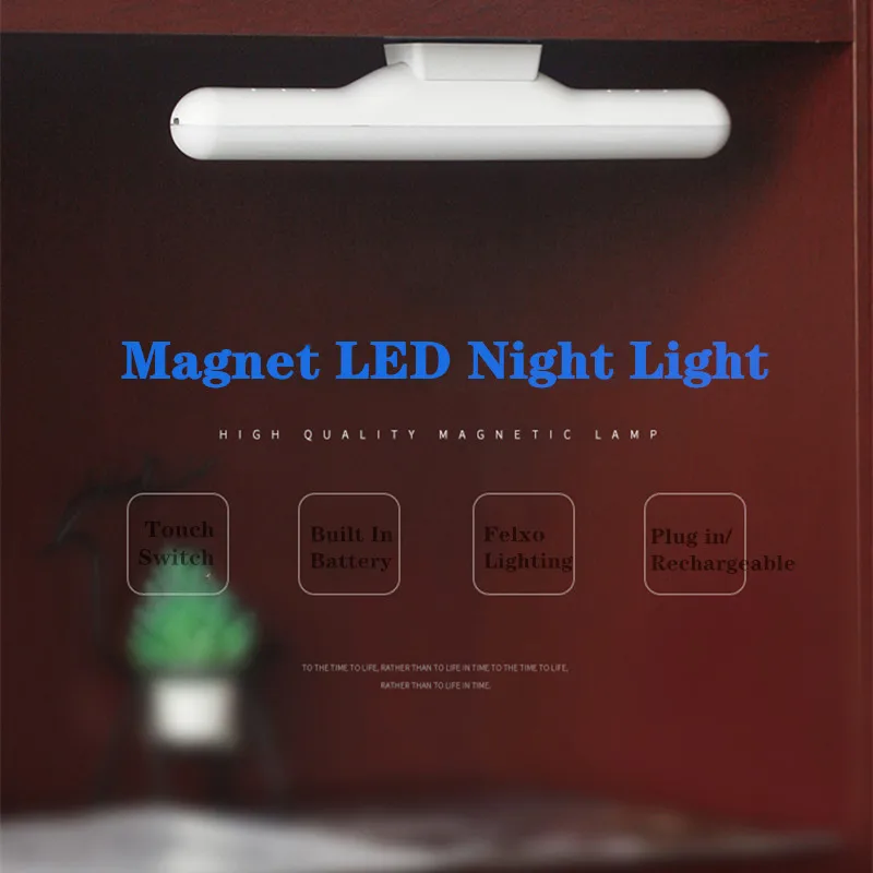 Stepless Dimmable Magnet LED Desk Lamp For Reading Eye-Protected USB Rechargeable LED Under Cabinet Light Wardrobe Night Light night lamp for bedroom