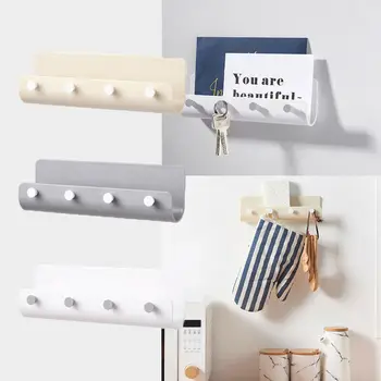 

Beige/Gray/White Clothes Hook Rack Wall Mount Shelves Key Storage Hanger Holder Bathroom Decor