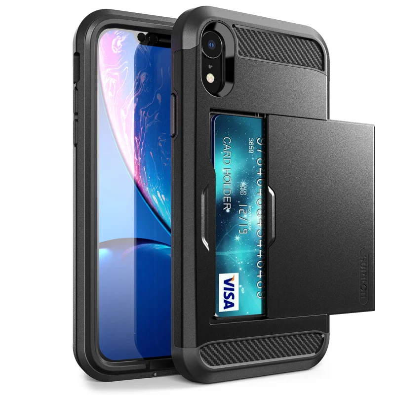 Жесткий Чехол для iphone XR PC чехол Встроенный протектор экрана 360 с отделением карт