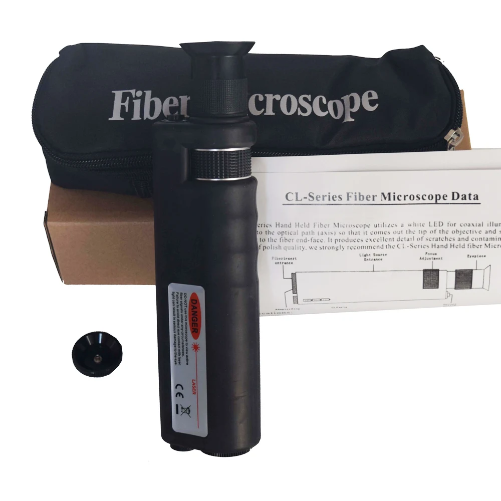 200x Fiber Optical Microscope Inspection LED Illumination Anti Slip Rubber Black 