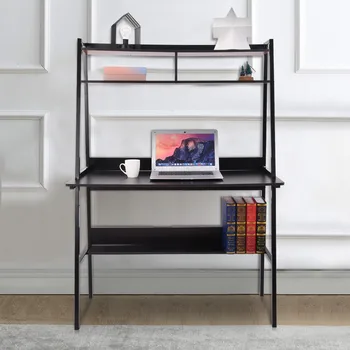 

Computer desk with storage shelf Black/brown/khaki selected study computer desk PC desktop workstation with storage for home U