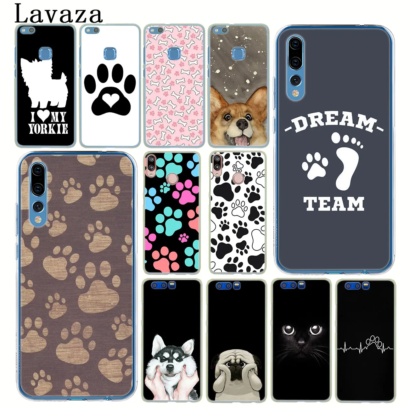 

Lavaza dog footprint Paw Phone Case for Huawei P30 P20 Pro P9 P10 Plus P8 Lite Mini 2016 2017 P smart Z 2019 Cover