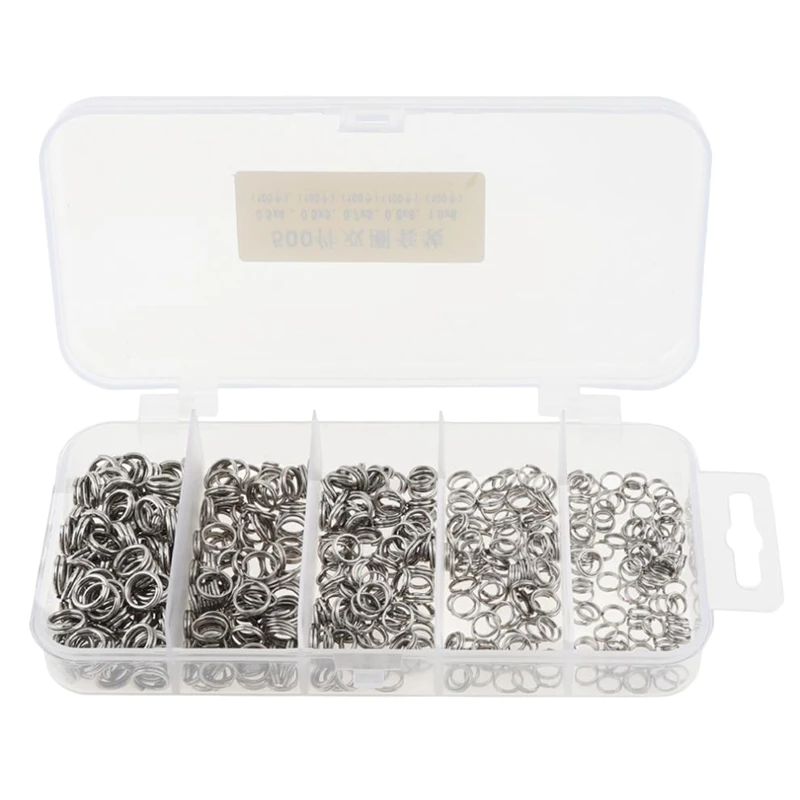 

500Pcs High Carbon Steel Double Loop Fishing Ring Split Clip Swivel Quick Change Hook Connector Fishing Lure Bait Tool with Box