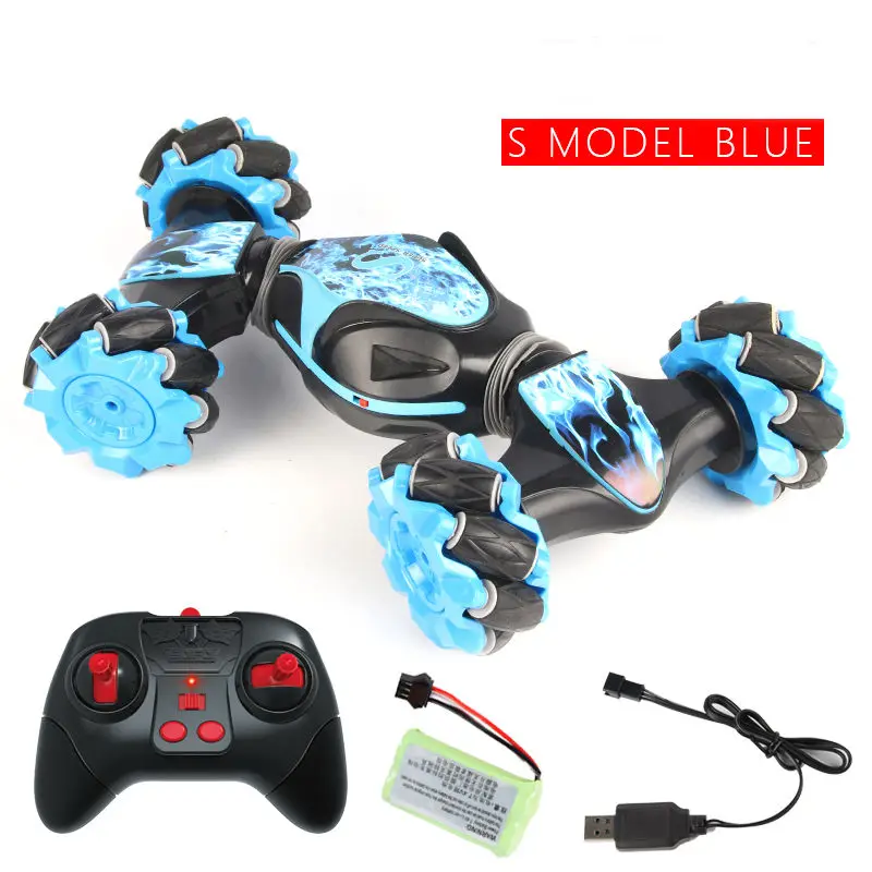 Stunt Remote Control twisted RC Car Off-Road Vehicle Drift Light Music Drift Dancing Double Side Driving Stunt Car - Цвет: A blue