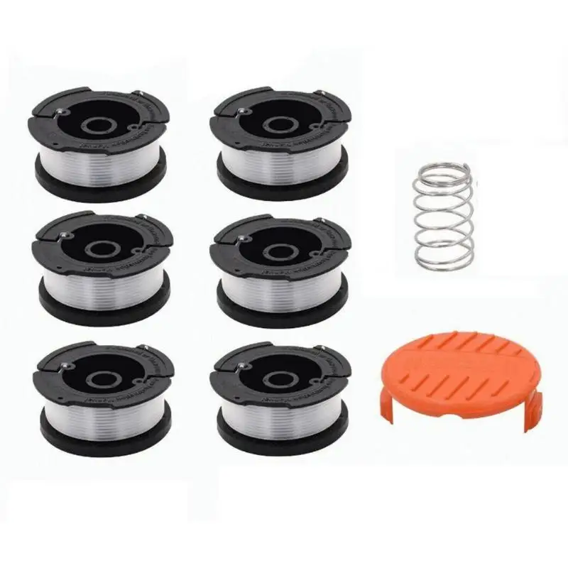 

6pcs Black+Decker AF-100-3ZP Grass Trimmer Replacement Spool Line+Cap Cover