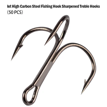 MEGA DISCOUNT ❤️ 2020 Fishing Hook 50pc/Lot 2/4/6/8/10/12/14# High Carbon Steel Treble Hooks Fishing Tackle Black/Brown/White Fish Hook - discount item 41% OFF Sports & Entertainment