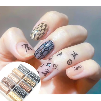 

1box designer brand logo foil for 3D Nail decoration (10 rolls 4x50cm/roll) Decals Makep Art Decorations on Nails Popular