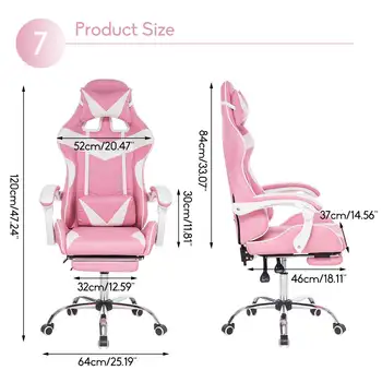 Kawaii Pink Leather Gaming Chair 5