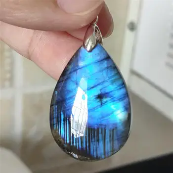 

Natural Strong Blue Light Labradorite Women Men Pendant 34x23x8mm Water Drop Necklace Jewelry Fashion stone AAAAA