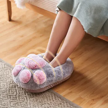 

USB Electric Warm Foot Mat Cute Cartoon Cat Paw Shaped Thicken Heating Feet Slippers Home Office Winter Pad Supplies
