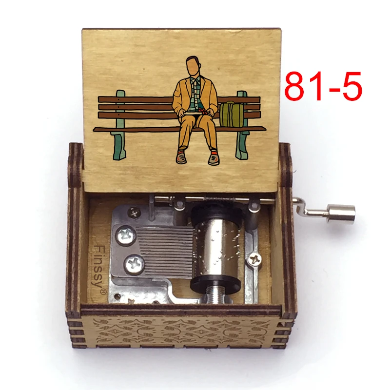 Wooden Forrest Gump Music Box Color Print Handed Musical Box Gift New Year Christmas Birthday Movie Fans Home Decor