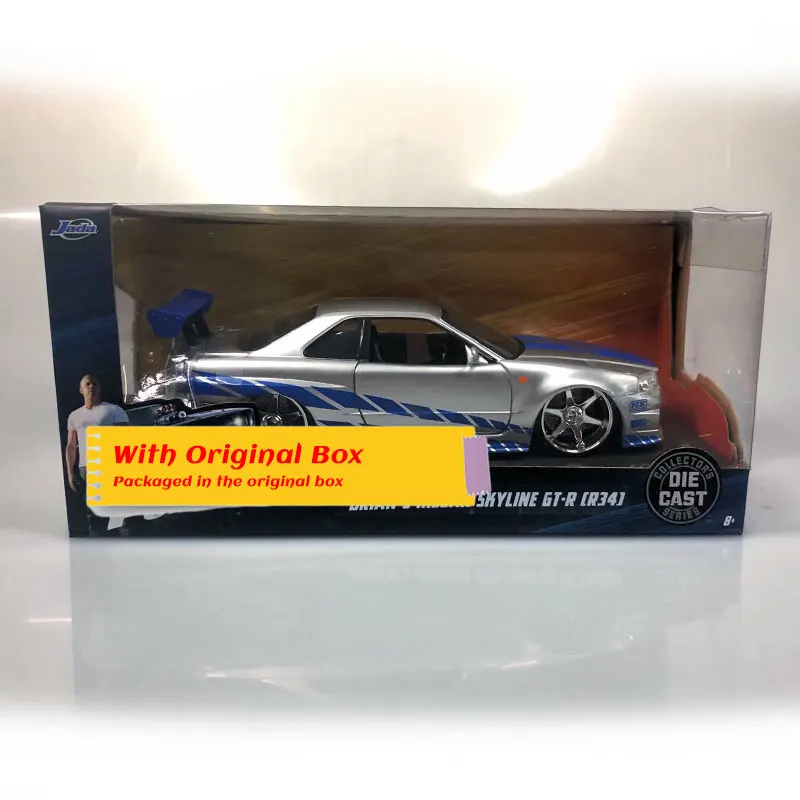 JADA 1/24 масштабная серия фильмов Модель автомобиля игрушки Nissan Skyline GTR R34 литая металлическая модель автомобиля игрушка для коллекции, подарок, для детей