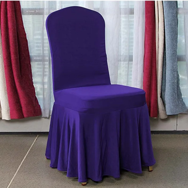 100 шт. Эластичный Банкетный плинтус чехлы для стульев Swag нижняя часть спандекс лайкра свадебные чехлы для стульев украшения для дома отеля события - Цвет: Dark Purple