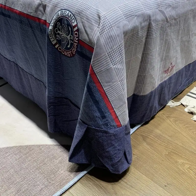Британский модный Комплект постельного белья, Комплект постельного белья, цвет: красно-коричневый, постельное белье королевского размера в полоску, хлопковый пододеяльник