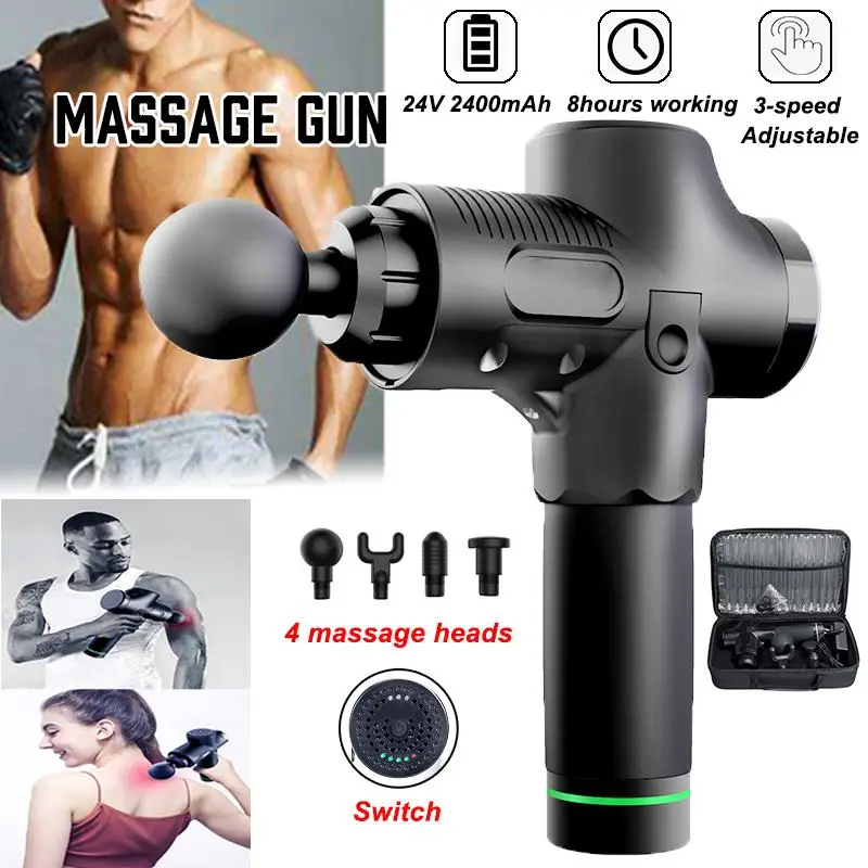 

Tissue Massage Guns Electronic Therapy Body Massage Guns 3 Files LED Massage Guns Body Muscles Relaxing Relief Pain With 4 Head