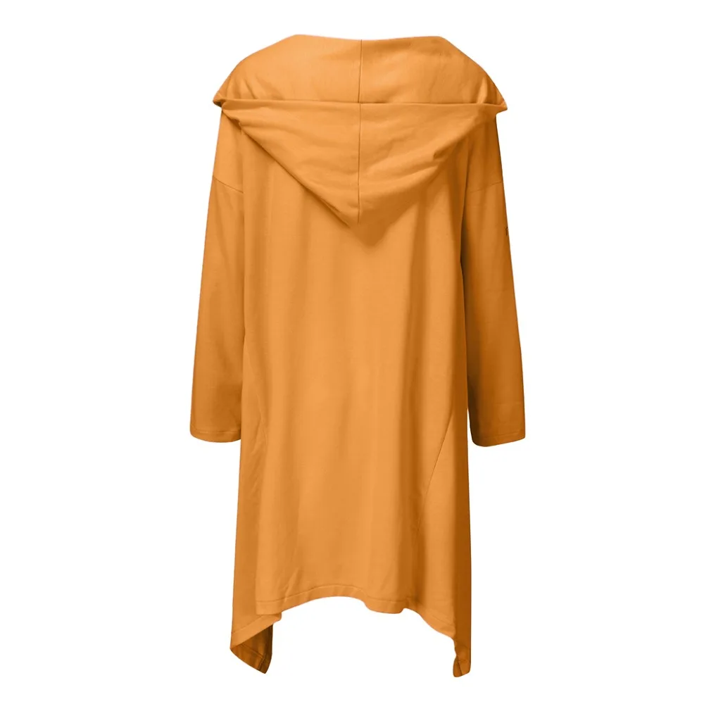 Viensta 2XL осень зима толстовка с капюшоном Твердые Длинные худи неправильной формы топ Повседневный длинный рукав карман свитер для женщин, пуловер