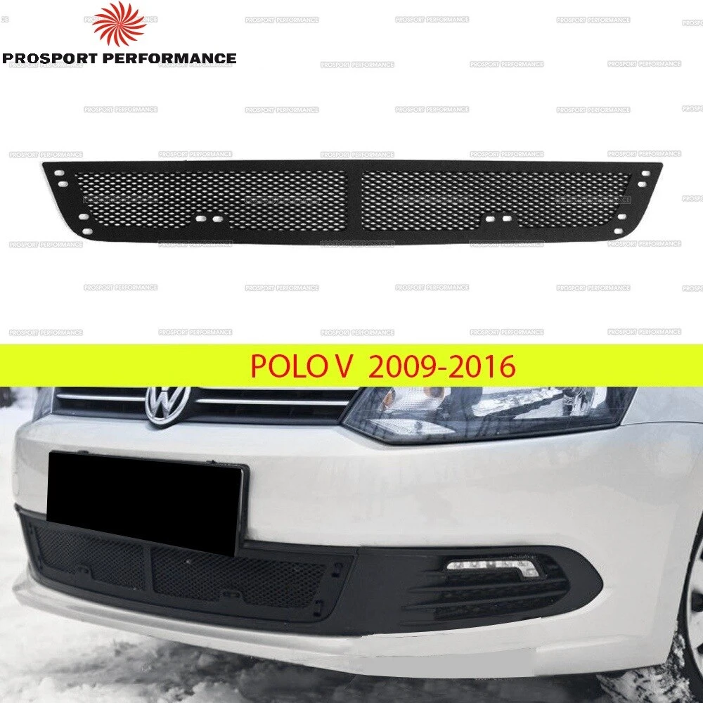 spring void clone Protective mesh on front bumper grille for Volkswagen Polo V 2009 2016 ABS  plastic molding Protection Auto car styling Radiator grill parking sensors  cars tuning metal Hood deflector radiator chrome pads Ventilation|Front