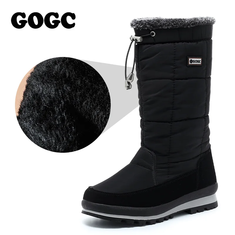 GOGC женские сапоги до колена зимние высокие дутики женская зимняя теплая обувь с