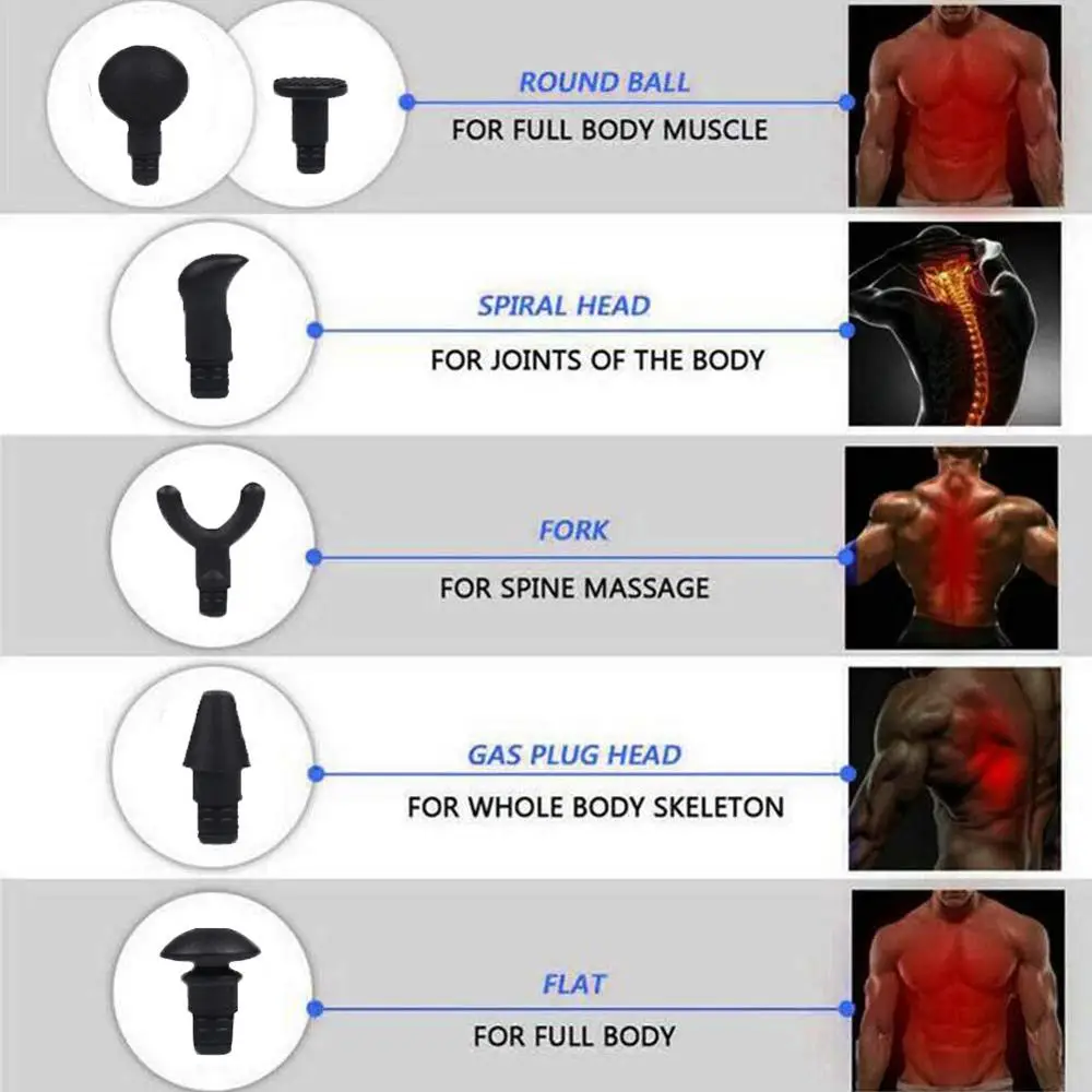 2019 Massage Gun Deep Relaxation Therapy Body Massage Vibration Relaxing Relief Pains Fascia Massage With 6 Heads