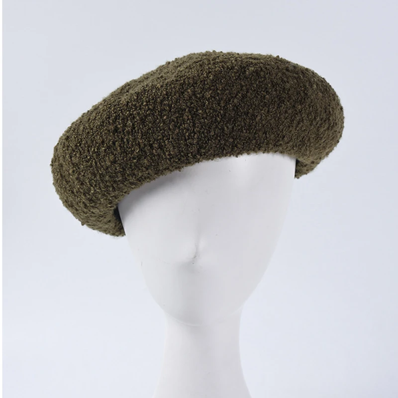 7 цветов, новые модные шерстяные рулонные береты для женщин, теплые плоские шапки, Женские французские шапки, розовая черная шапка грибовидной формы, корейский стиль